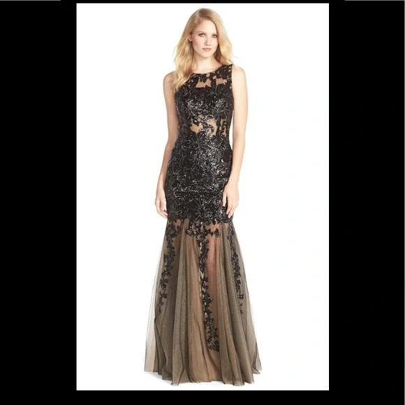 jovani black dress with flowers Black Velvet Off-Shoulder Beaded Gown - Jovani 47086 main image 0